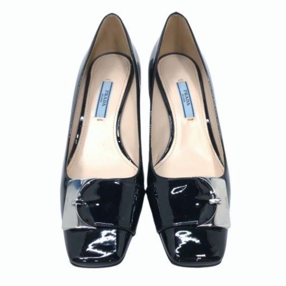 100% Authentic PRADA MILANO BLACK PATENT GENUINE LEATHER HEELS ! - Picture 2 of 10